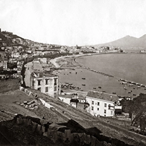 View of volcano Vesuvius, Italy, circa 1880s