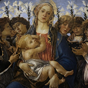 Virgin Mary with Child and angels singing, 1477, by Sandro B