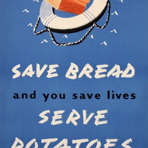 Save Bread, Serve Potatoes: 1940s Wartime Print