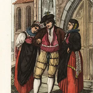 Wedding costumes in Fribourg, Switzerland, 18th century