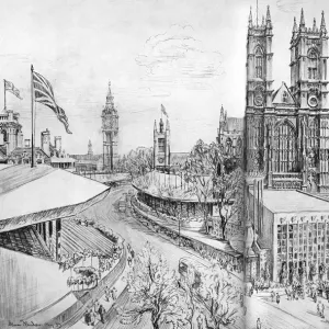Framed Print of 1937 Coronation Ritual Map Print of Westminster