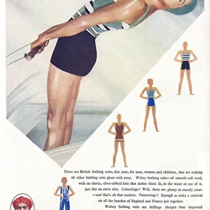 Wolsey bathing suits and beach suits advertisement, 1931