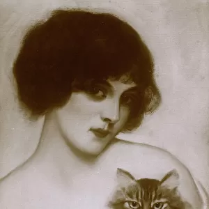 Woman with a cat by Gabriel Herve