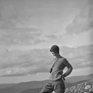 Woman out walking, Portree, Isle of Skye, Scotland