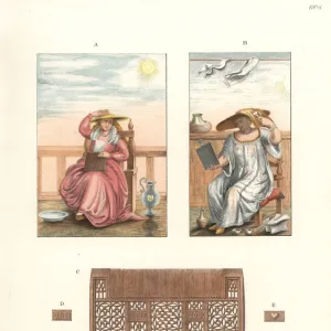 Women of Venice dying their hair using a solana