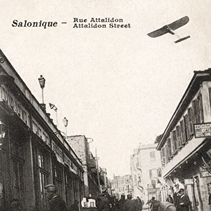 WW1 - Thessaloniki, Greece - Attalidon Street with aircraft