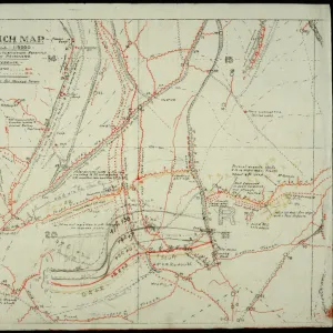 WW1 - Trench map from a soldiers war diary showing the Somme Battlefield with