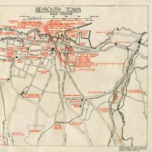 WW2 - Map of Beirut, Lebanon - with Military locations