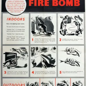 WW2 poster, How to tackle a fire bomb