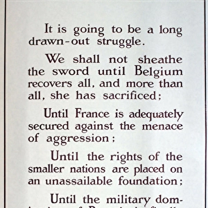 WWI Poster, Prime Ministers speech