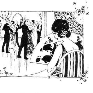 Young lady watching the couples dancing at a Grand Ball