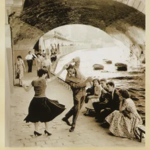 Young North Africans dancing on the Paris Quais