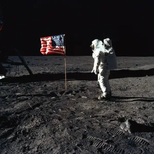 Apollo 11 Lunar Surface Print: Buzz Aldrin with U.S. Flag Apollo 11 Lunar Surface Print: Buzz Aldrin with U.S. Flag