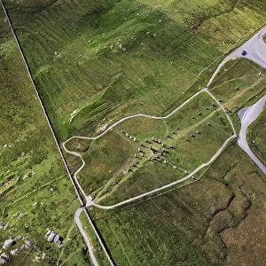 Aerial image of Scotland, UK: Callanish Standing Stones, Callanais, Isle of Lewis and Harris, Outer Hebrides: a group of stones that date from the late Stone Age and early Bronze Age
