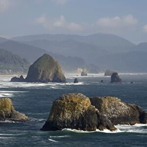 Cannon Beach and Sea Stacks from Ecola State Park North Oregon Coast USA LA000986