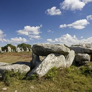 Dolmen de Kermario, prehistoric tomb near standing stones or megaliths Carnac, France