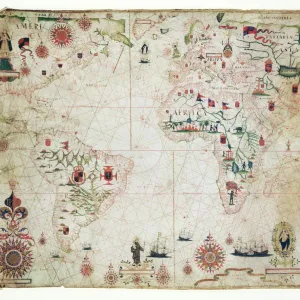 17th Century nautical map of the Atlantic