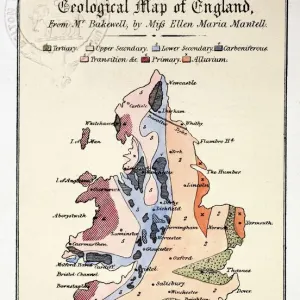 1838 Geological Map of England by Mantell