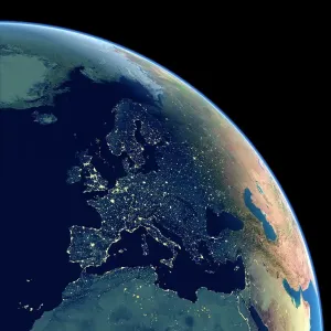 Europe at Night Print: A Satellite Image of City Lights Europe at Night Print: A Satellite Image of City Lights