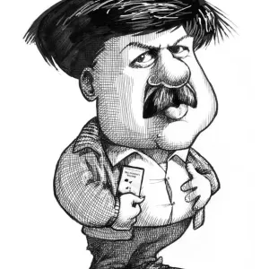 Stephen Jay Gould holding The Pandas Thumb Print