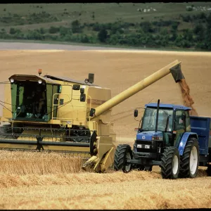 Combine harvester off-loading grain