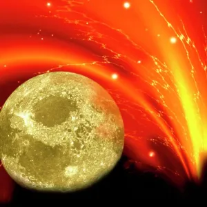 Composite image of the moon & a bright vortex