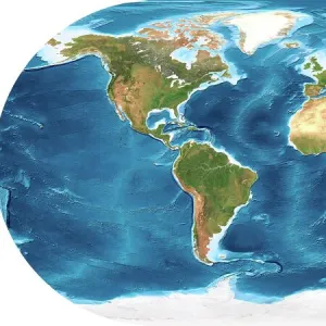 Earth, topographic and bathymetric map