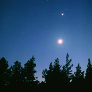 Earth view of the planet Venus with the Moon