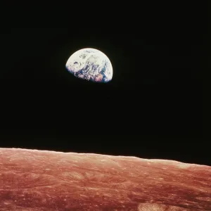 Earthrise as seen from above surface of the moon