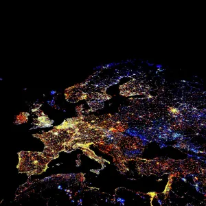 Europe at night, 1993-2003 changes