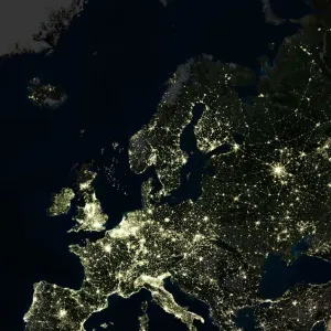 Europe at night, satellite image