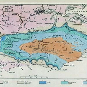 Geological map, South-East England, 1830s