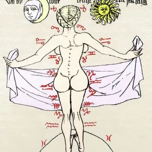 Medical Zodiac Print, 15th century Medical Zodiac Print, 15th century