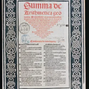 Title page print of Paccioli's Summa de Arithmetica Title page print of Paccioli's Summa de Arithmetica