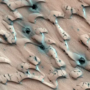 Martian sand dunes, satellite image