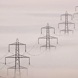 National Grid pylons in the mist
