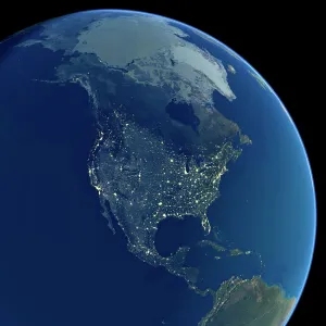 North America at night, satellite image