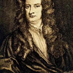 Portrait of Isaac Newton Engraving Print (1642-1727). Art