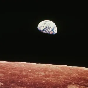 Earthrise Print, a photograph of the Earth from above the Moon's surface Earthrise Print, a photograph of the Earth from above the Moon's surface