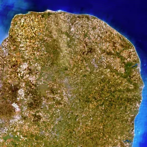 True-colour satellite image of East Anglia, UK