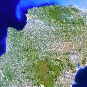 True-colour satellite image of southwest England