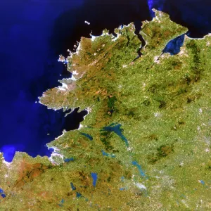 True-colour satellite image of Ulster, Ireland