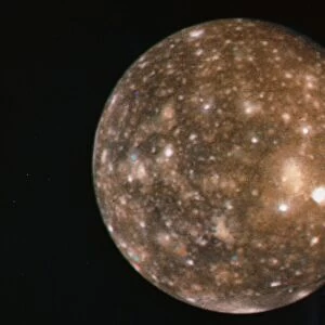 Voyager 2 photo of Callisto, Jupiters fourth moon