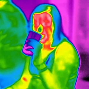 Woman drinking, thermogram