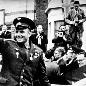 Yuri Gagarin visiting Manchester, England in 1961