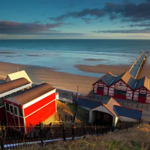 England, Cleveland, Saltburn-by-the-Sea. View from the top of the funicular railway