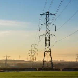Electricity Pylons Print - Seaton Delaval, Northumberland