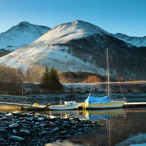 Scotland, Scottish Highlands, Ballachulish. Sailing boats moored on Loch Leven