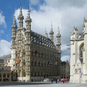 The 15th century late Gothic Town Hall in the Grote Markt, Leuven, Belgium, Europe