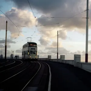 90. 10. 100. Blackpool Tram and Sunset